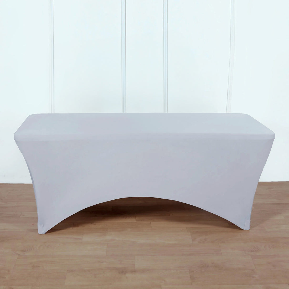 Gray stretch table cover for events and parties