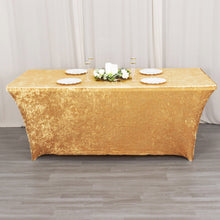 6ft Champagne Crushed Velvet Stretch Fitted Rectangular Table Cover