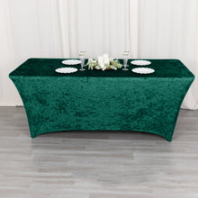 6ft Hunter Emerald Green Crushed Velvet Stretch Fitted Rectangular Table Cover