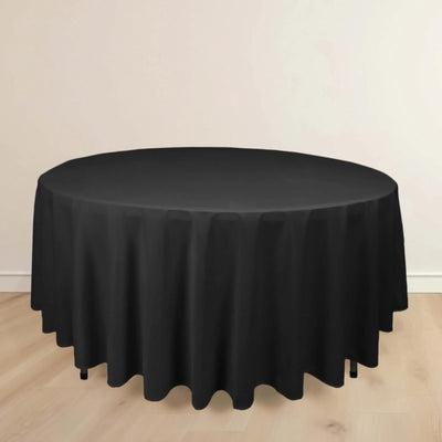 Scuba Round Tablecloth 108" Black - Wrinkle Free & Stain Resistant Sophisticated Table Cover