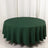 Green round tablecloth on a table against a plain backdrop