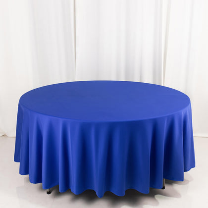 Scuba Round Tablecloth 108" Royal Blue - Wrinkle Free Table Cover