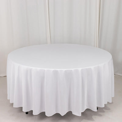 Scuba Round Tablecloth 108" White - Wrinkle Free & Stain Resistant Sophisticated Table Cover