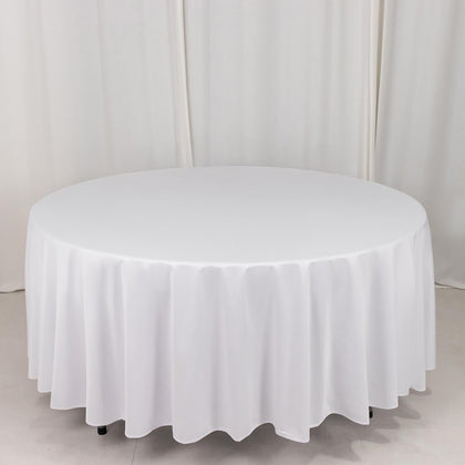 Scuba Round Tablecloth 108" White - Wrinkle Free & Stain Resistant Sophisticated Table Cover