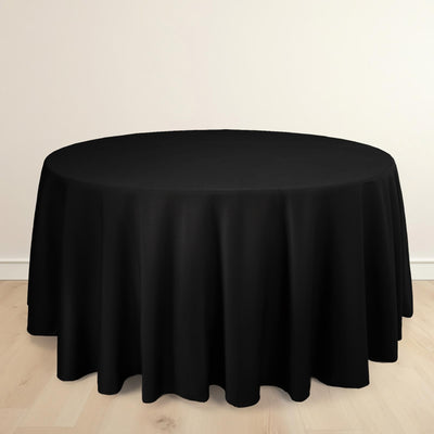 Scuba Round Tablecloth 120" Black - Wrinkle Free & Stain Resistant Sophisticated Seamless Table Cover
