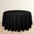 Round black tablecloth draped over a circular table.