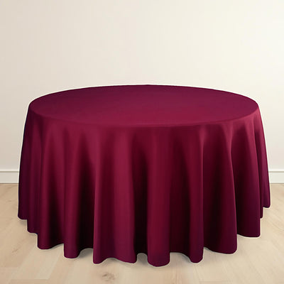 Scuba Round Tablecloth 120" Burgundy - Seamless & Wrinkle Free Table Cover