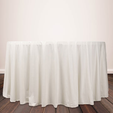 Experience Convenience and Allure with the Ivory Premium Scuba Round Tablecloth