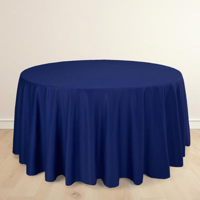 Scuba Round Tablecloth 120" Navy Blue - Seamless & Wrinkle Free Table Cover