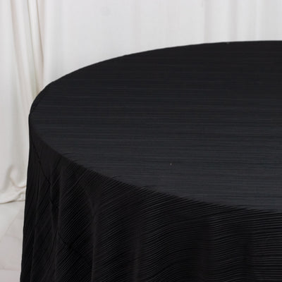 Scuba Tablecloth 120inch Round Black Accordion Pleated Seamless