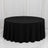 Black round banquet table with elegant draped tablecloth on white backdrop