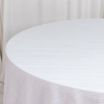 Scuba Tablecloth 120inch Round White Accordion Pleated Seamless