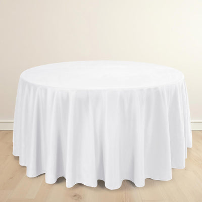 Scuba Round Tablecloth 120" White - Wrinkle Free & Stain Resistant Sophisticated Seamless Table Cover