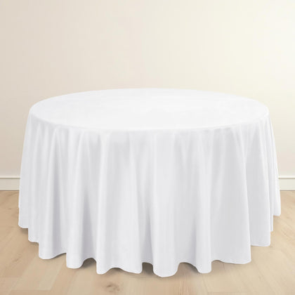 Scuba Round Tablecloth 120" White - Wrinkle Free & Stain Resistant Sophisticated Seamless Table Cover