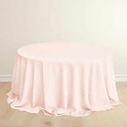 Scuba Round Tablecloth 132" Blush - Seamless & Wrinkle Free Table Cover
