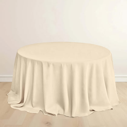 Scuba Round Tablecloth 132" Beige - Seamless & Wrinkle Free Table Cover