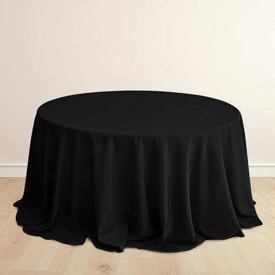 Scuba Round Tablecloth 132" Black - Wrinkle Free & Stain Resistant Sophisticated Seamless Table Cover
