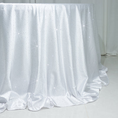 Shimmering white tablecloth with sparkles for elegant decor