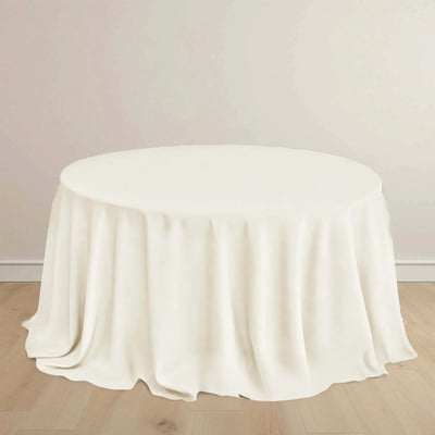 Scuba Round Tablecloth 132" Ivory - Seamless & Wrinkle Free Table Cover