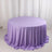 Round lavender tablecloth with elegant draping.