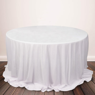 Scuba Round Tablecloth 132" White - Wrinkle Free & Stain Resistant Sophisticated Seamless Table Cover