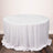 Round white tablecloth draped elegantly over a circular table