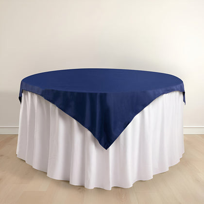 Scuba Square Table Overlay 54"x54" Navy Blue - Wrinkle Free Tablecloth Topper