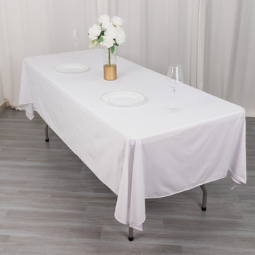 White Premium Scuba Rectangular Tablecloth: The Epitome of Elegance
