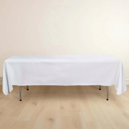 Scuba Rectangular Tablecloth 60"x102" White - Wrinkle Free & Stain Resistant Sophisticated Table Cover