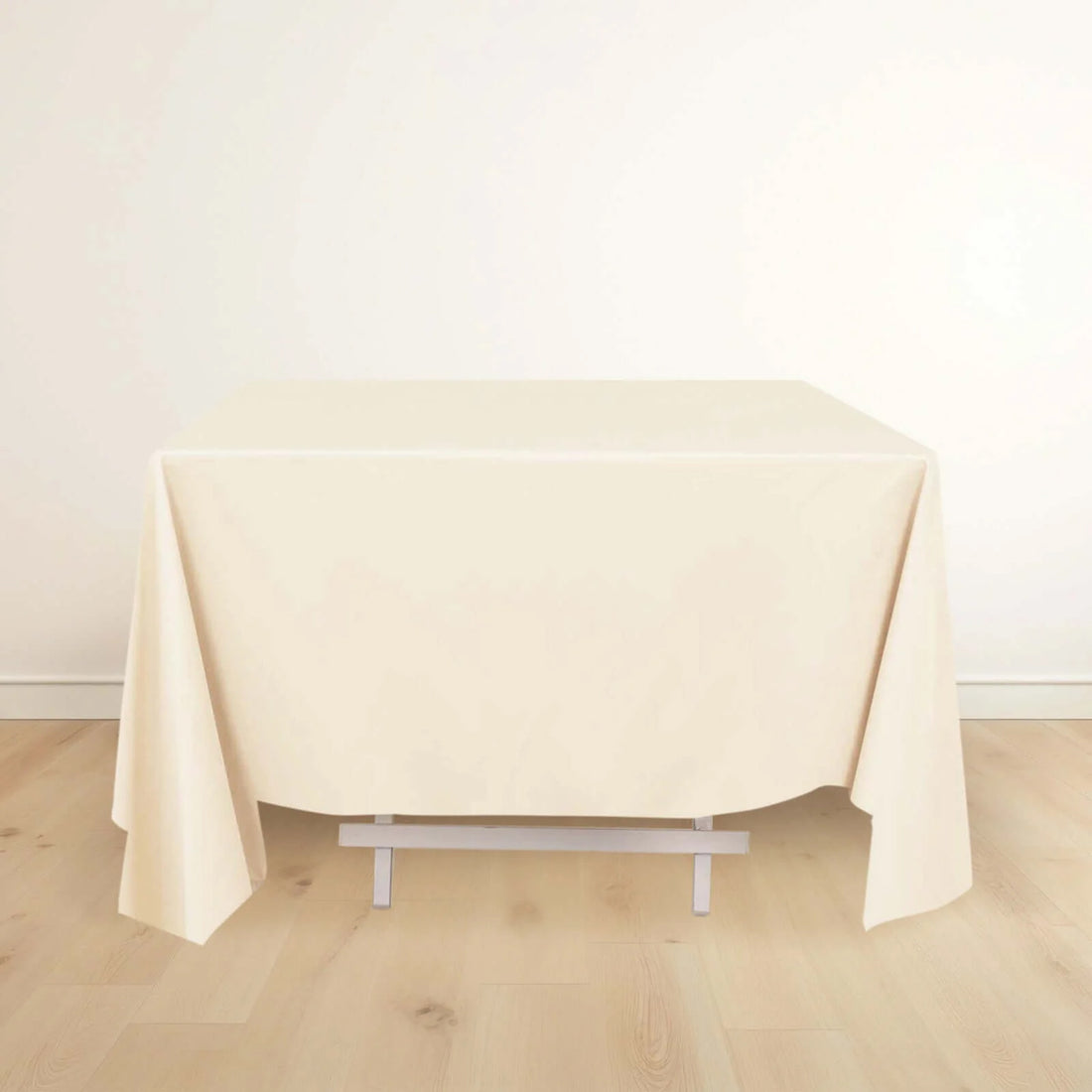 Beige tablecloth draped elegantly over a table.