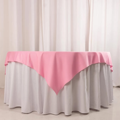 Scuba Square Table Overlay 70"x70" Pink - Wrinkle Free & Stain Resistant Table Topper