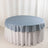 Round table with a blue and white tablecloth