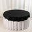 Black round tablecloth with white skirt draping for elegant table settings.