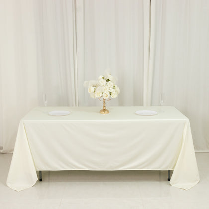 Scuba Rectangular Tablecloth 72"x120" Ivory - Wrinkle Free Table Cover