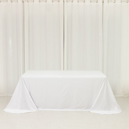 Scuba Rectangular Tablecloth 90"x132" White with Rounded Corners – Wrinkle Free, Stain Resistant, Seamless Table Cover