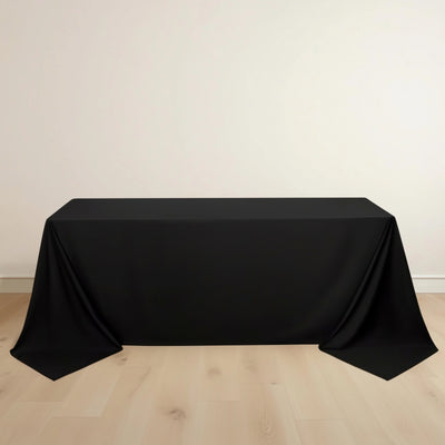 Scuba Rectangular Tablecloth 90"x132" Black - Wrinkle Free, Stain Resistant & Seamless Table Cover