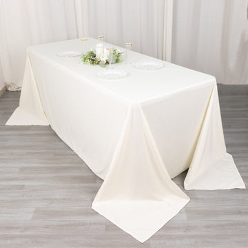 Experience Luxury and Convenience with the Ivory Premium Scuba Rectangular Tablecloth
