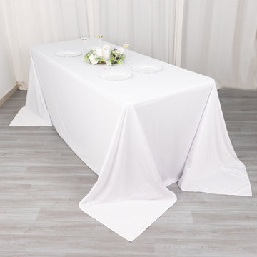 Create a Stunning Table Setting with the White Premium Scuba Tablecloth