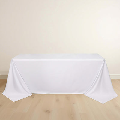 Scuba Rectangular Tablecloth 90"x132" White - Wrinkle Free, Stain Resistant & Seamless Table Cover
