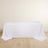 White rectangular table covered with a smooth tablecloth.