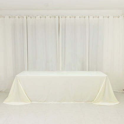 Scuba Rectangular Tablecloth 90"x156" Ivory with Rounded Corners – Wrinkle Free, Stain Resistant, Seamless Table Cover