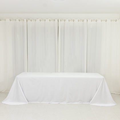 Scuba Rectangular Tablecloth 90"x156" White with Rounded Corners – Wrinkle Free, Stain Resistant, Seamless Table Cover