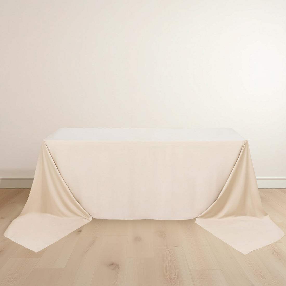 Beige tablecloth draped elegantly over a table.