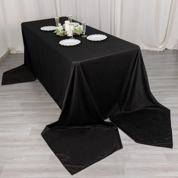 Add Elegance and Versatility to Your Event with the Black Premium Scuba Rectangular Tablecloth