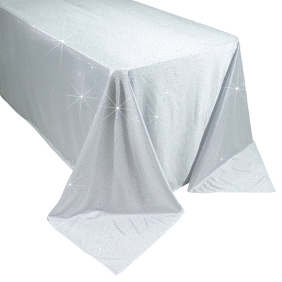 Sparkling silver tablecloth with shimmering details