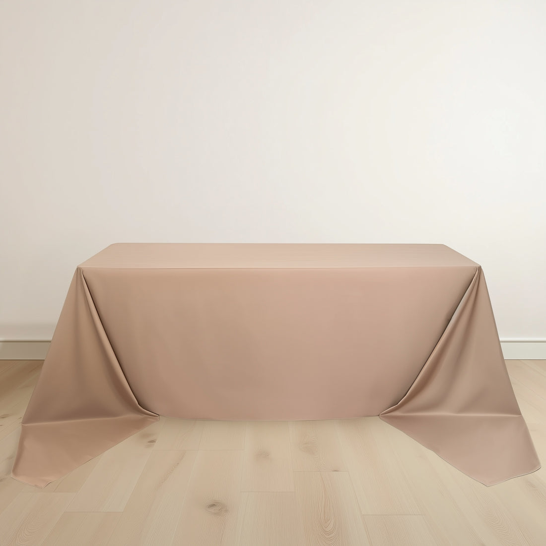 Beige tablecloth draped elegantly over a table.