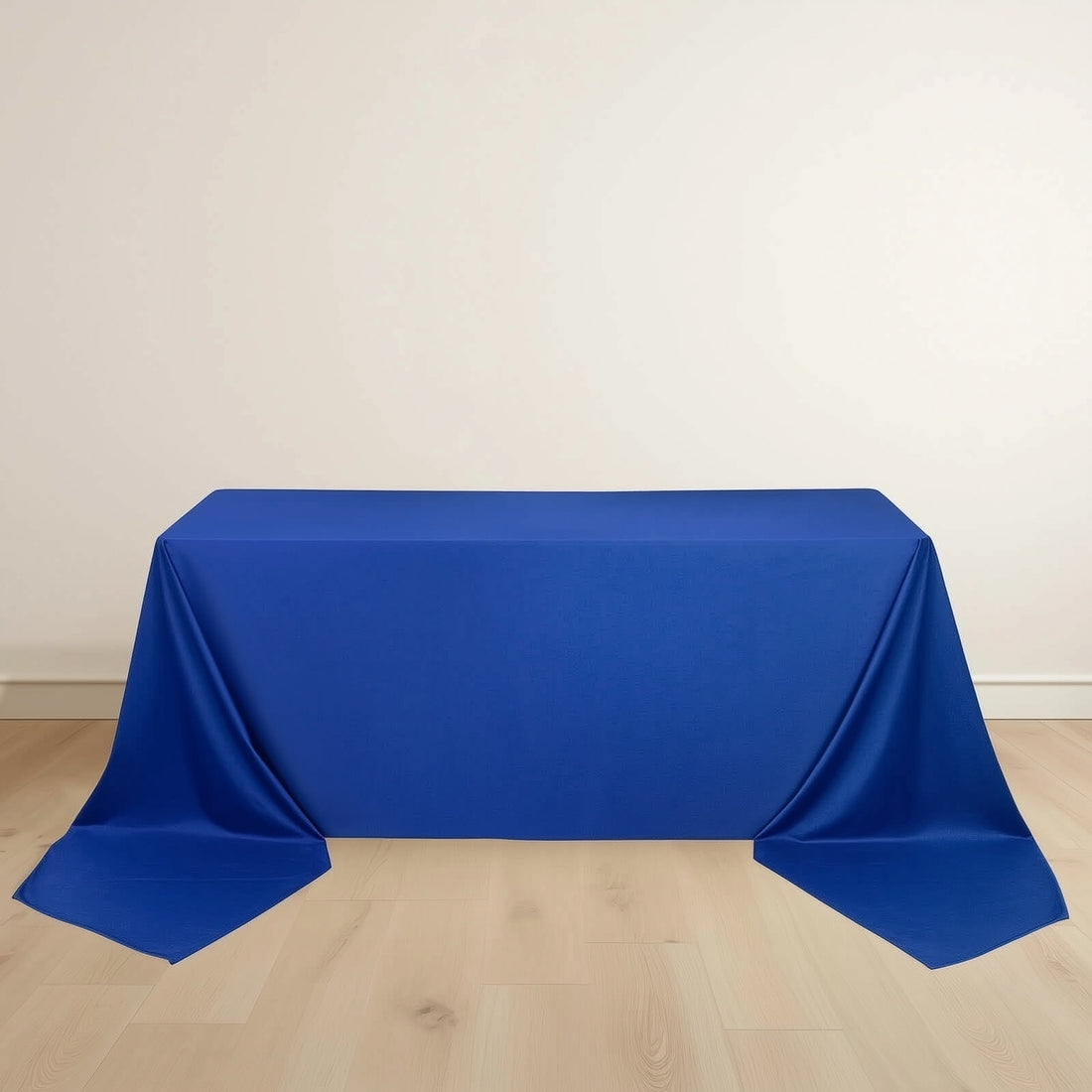 Blue tablecloth draped elegantly over a table