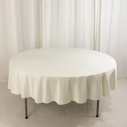 Scuba Round Tablecloth 90" Ivory - Wrinkle Free Table Cover
