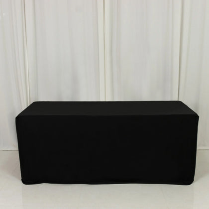 Scuba Rectangular Fitted Tablecloth 6ft Black – Wrinkle-Free, Stain Resistant