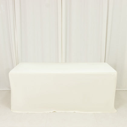 Scuba Rectangular Fitted Tablecloth 6ft Ivory – Wrinkle-Free, Stain Resistant